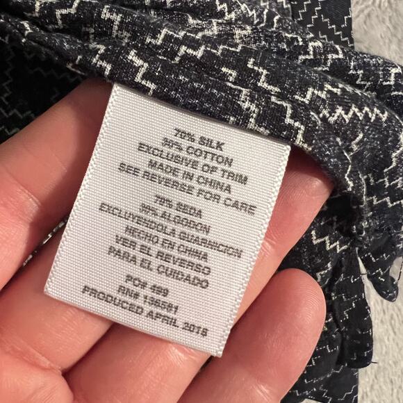 Nat Nast Shirt Mens 2XL Blue White Geometric Silk Cotton Short Sleeve Button Up - Picture 6 of 9